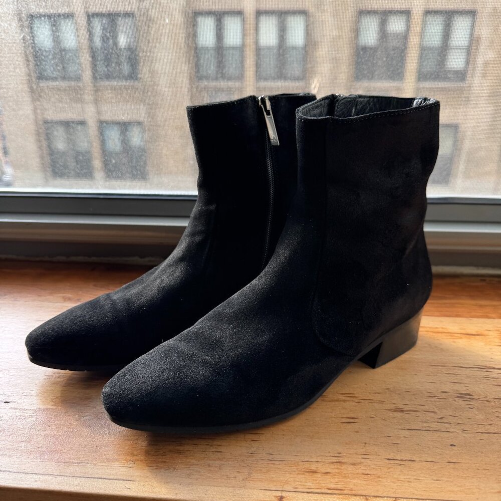 Aquaitalia Black Suede Fosca Ankle Booties Size 6.5